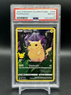 Pikachu 005/025 Celebrations Full Art Holo PSA 8 NM-MT 2021 Pokemon TCG - Image 1