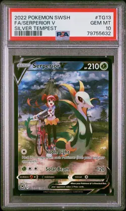2022 Pokemon SWSH Silver Tempest #TG13 FA Serperior V PSA 10 Gem Mint With Rosa - Image 1