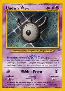 1x Unown [W] - 29/105 - Rare - Unlimited Edition Lightly Played Pokemon G2 - Neo - Image 1