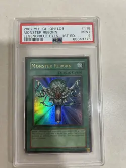 Yu-Gi-Oh Monster Reborn LOB-118 Ultra Rare 1st Edition PSA 9 Mint *GLOSSY* - Image 1