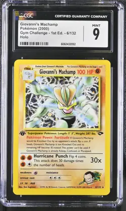CGC 9 Giovanni's Machamp Gym Challenge 1st Edition 6/132 Holo Pokemon Card - Image 1