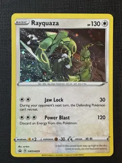 Pokemon TCG Rayquaza SWSH029 Black Star Promo Holo Card Near Mint Condition - Image 1