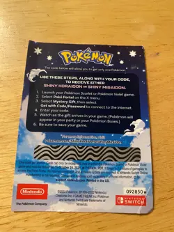 Shiny Koraidon Or Shiny Miraido GameStop Code Card - Image 2