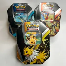 Pokemon TCG Eevee Evolutions Tins Jolteon, Vaporeon & Flareon Factory Sealed - Image 1