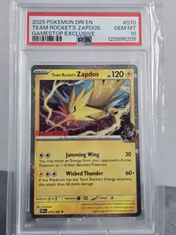 2025 Pokemon Destined Rivals Team Rocket's Zapdos Game Stop Exclusive #70 PSA 10 - Image 1