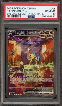 Pokemon Raging Bolt ex Temporal Forces Special Illustration Rare #208 PSA 10 - Image 1