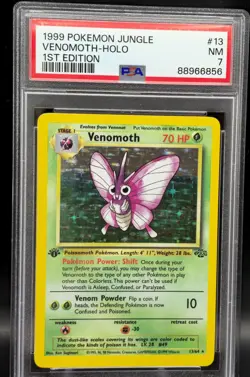 Venomoth #13 Holo 1999 Pokemon Jungle FIRST EDITION PSA 7 NM - Image 1