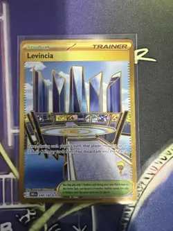 Pokemon TCG Levincia Gold Hyper Rare Card 244/182 Destined Rivals Series Trainer - Image 1