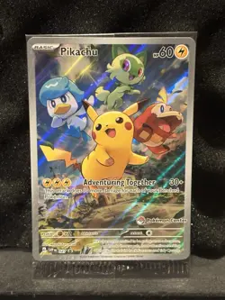 Pikachu 027 SVP Pokemon Center Stamp Stamped Paldea Promo Pokemon Card - Sealed - Image 1