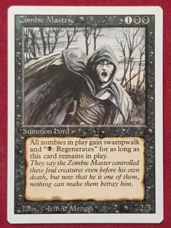 Magic The Gathering REVISED EDITION ZOMBIE MASTER black card MTG - Image 1