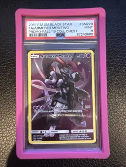 PSA 9 Armored Mewtwo 2019 Pokemon Black Star Promo SM228 Collectors Chest +Guard - Image 1