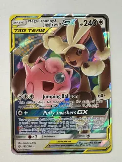 Pokemon TCG - Mega Lopunny & Jigglypuff GX - Cosmic Eclipse 165/236 Full Art - Image 1