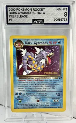 DARK GYARADOS Holo Prerelease 8/82 2000 Pokemon Rocket AGS 8 NM-MT - Image 1