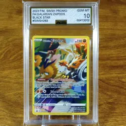 Pokemon SWSH Black Star Promo Galarian Zapdos SWSH283 AGS GEM-MT 10 FA Holo 2023 - Image 1