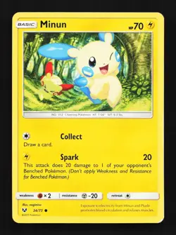 Minun 34/73 LP Shining Legends English Pokemon Card TCG - Image 1