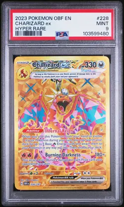 2023 POKEMON OBF EN-OBSIDIAN FLAMES HYPER RARE #228 CHARIZARD EX PSA 9 - Image 1
