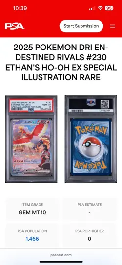 2025 POKEMON DESTINED RIVALS SPECIAL ILLUSTRATION RARE ETHAN'S HO-OH EX PSA 10 - Image 3