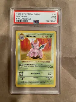 Pokemon Nidorino 1999 Base Set Shadowless 37/102 PSA 9 Mint WOTC - Image 1