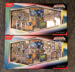 LOT OF 2 Pokemon Prismatic Evolutions Lucario Ex Tyranitar Ex Premium Collection - Image 1