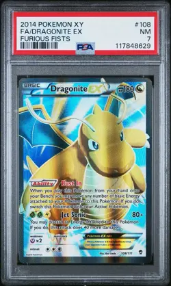 2014 POKEMON DRAGONITE EX #108 FULL ART XY FURIOUS FISTS PSA 7 - Image 1