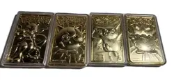 4 Burger King Pokemon 23K Gold Plated Card Set Pikachu Mewtwo Jugglypuff Togepi - Image 1