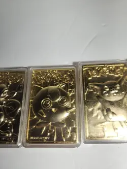 4 Burger King Pokemon 23K Gold Plated Card Set Pikachu Mewtwo Jugglypuff Togepi - Image 3