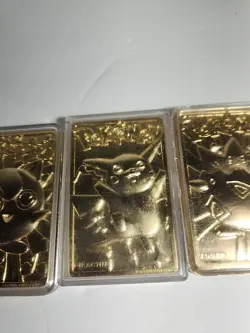 4 Burger King Pokemon 23K Gold Plated Card Set Pikachu Mewtwo Jugglypuff Togepi - Image 4