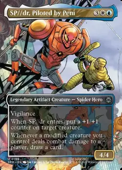 MTG Spider-Man *FOIL* BORDERLESS SCENE U SP//dr, Piloted by Peni #0199 - Image 1
