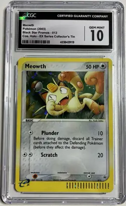 2003 Pokemon TCG Meowth - Holo Black Star Promo #013 - CGC 10 Gem Mint (WOTC) - Image 1