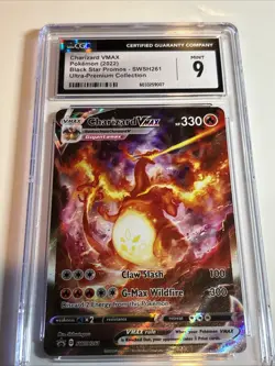 2022 POKEMON SWSH BLACK STAR PROMO #261 FULL ART/CHARIZARD VMAX CGC 9 Mint - Image 1
