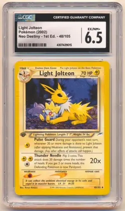 2002 POKEMON NEO DESTINY 1ST EDITION LIGHT JOLTEON #48/105 CGC 6.5 - Image 1