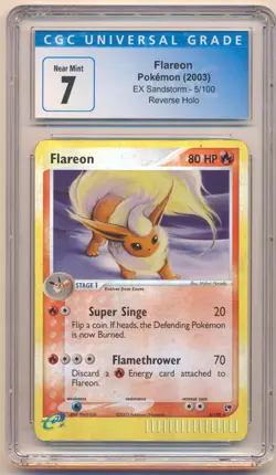 2003 POKEMON EX SANDSTORM FLAREON REVERSE HOLO #5/100 CGC 7 - Image 1