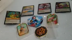 Disney Lorcana Pin Set Mad Hatter, Bolt, Amber Ink Belle Counter, Promo Cards - Image 1
