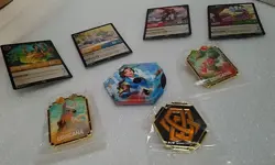 Disney Lorcana Pin Set Mad Hatter, Bolt, Amber Ink Belle Counter, Promo Cards - Image 4