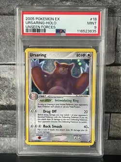 PSA 9 MINT Ursaring HOLO 18/115 EX Unseen Forces 2005 Pokemon Card - Image 1