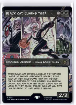 Black Cat, Cunning Thief (Borderless) 222 MTG Marvel's Spider-Man FOIL NM/M - Image 1
