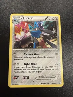 Pokemon TCG Lucario Fates Collide 63/124 Holo Rare Cosmos Game Freak Nintendo LP - Image 1