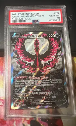 Galarian Moltres V 177/198 - Chilling Reign Alternate Art (PSA 10) - Pokemon TCG - Image 1
