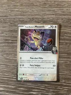Team Rocket's Meowth 149/182 Cosmos Promo Holo - Destined Rivals Pokemon TCG NM - Image 1