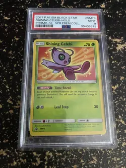 2017 POKEMON SM BLACK STAR PROMO SHINING CELEBI #SM79 PSA 9 MINT - Image 1