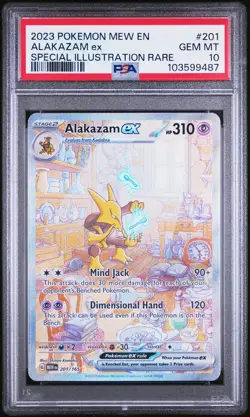 2023 POKEMON MEW EN-151 SPECIAL ILLUSTRATION RARE #201 ALAKAZAM EX PSA 10 - Image 1