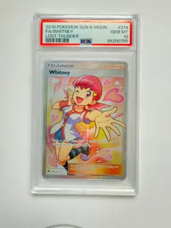 2018 POKEMON SUN & MOON LOST THUNDER #214 FULL ART/WHITNEY PSA 10 - Image 1