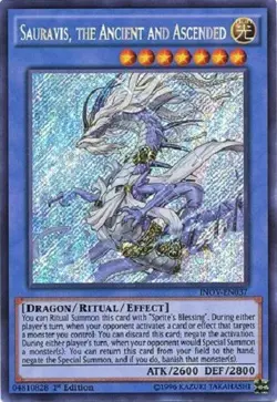 SAURAVIS, THE ANCIENT AND ASCENDED LP 1ST EDITION SECRET RARE INOV-EN037 YUGIOH! - Image 1