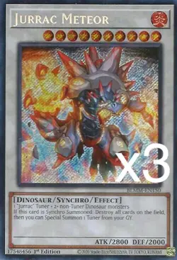 3X Yugioh Jurrac Meteor BLMM-EN150 1st Edition Secret Rare NM - Image 1