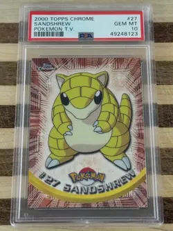 2000 Topps Chrome Pokemon TV Animation Edition Sandshrew Card #27 PSA 10 - Image 1