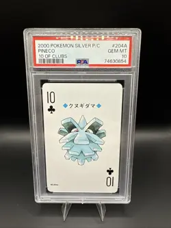 2000 POKEMON SILVER VERSION PLAYING CARDS 10 OF CLUBS #204A PINECO PSA 10 - Image 1