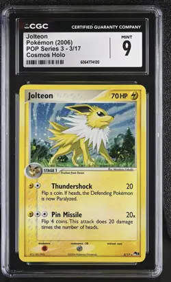 CGC 9 MINT Jolteon 2006 POP Series 3 3/17 Cosmos Holo Pokemon Card - Image 1