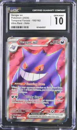 CGC 10 GEM MINT GENGAR EX 193/162 Temporal Forces Ultra Rare Pokemon Card - Image 1
