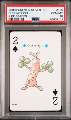 2000 POKEMON SILVER VERSION PLAYING CARDS 2 OF SPADES #185 SUDOWOODO PSA 10 - Image 1