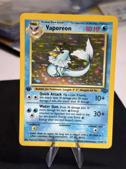 #3 1st Edition Vaporeon 12/64 Jungle 1999 Holo Rare WOTC Pokemon Card TCG VLP - Image 1